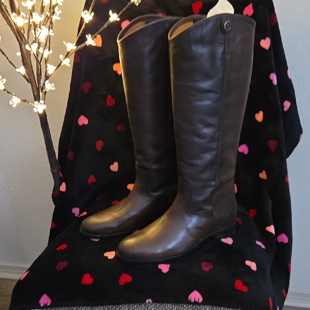 Frye Dark Brown Women's Leather Boots 9 1/2 Pull On